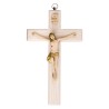 Crucifix en bois clair avec Christ en résine style bois, style bois..