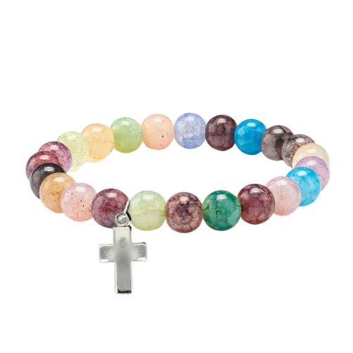 Bracelet sur élastique grains imitation pierre multicolore Ø 8 mm ..