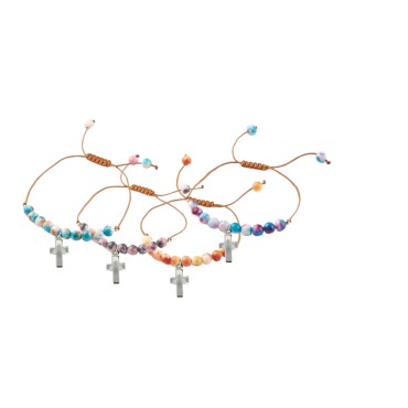 Bracelet dizainier sur corde grains en jade colore Ø 6 mm. LOT DE 4 ASSORTIS.