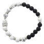 Bracelet dizainier élastique, grains en howlite et jade noir 8 mm.