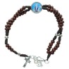 Bracelet sur corde, Ø 4 mm réglable avec fermoir, résine Vierge Miraculeuse et croix métal. Différentes couleurs.