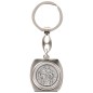 Porte-clés carré en métal 3 x 3 cm représentant Saint Christophe.