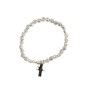 Bracelet sur élastique grains forme fleur en métal Ø 8 mm, avec croix..