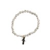Bracelet sur élastique grains forme fleur en métal Ø 8 mm, avec croix..
