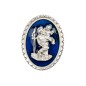 Plaque auto ovale de Saint Christophe en métal, émaillée bleue – Hauteur 3,5 cm..