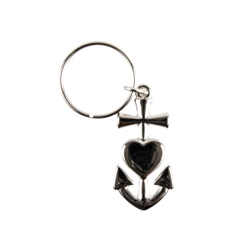 Porte-clés Croix de Camargue en métal argenté – Hauteur 4,5 cm..