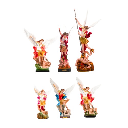 Statue en résine ou fibre de verre intérieur/extérieur en couleur de saint Michel, Plusieurs Tailles...