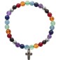 Bracelet sur élastique grains en pierre 7 Archanges Ø 6 mm avec médaille de saint Michel..