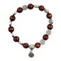Bracelet dizainier sur élastique grains bois et médailles de saint Benoit Ø 1 cm..