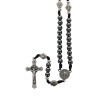 Chapelet de saint Benoit sur corde avec fermoir grains en hematite Ø 5 mm, longueur au cœur 23,5 cm...