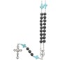 COLLIER Grains pierre de lave sur câble Ø 8 mm, pater croix imitation turquoise, croix et cœur en métal
