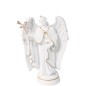 Statue blanche en albatre de saint Gabriel avec filet couleur doree Hauteur 19 cm....