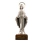 Statue en métal sur socle bois de la Vierge Miraculeuse, Hauteur 11 cm....