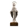 Statue en métal sur socle bois de la Vierge Miraculeuse, Hauteur 11 cm....