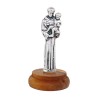 Statue en métal sur socle bois ovale, Hauteur 4.8 cm, plusieurs saints...