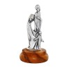 Statue en métal sur socle bois ovale, Hauteur 4.8 cm, plusieurs saints...