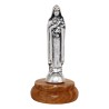 Statue en métal sur socle bois ovale, Hauteur 4.8 cm, plusieurs saints...