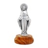 Statue en métal sur socle bois ovale, Hauteur 4.8 cm, plusieurs saints...
