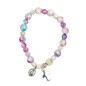 Bracelet dizainier sur élastique grains Ø 7 mm avec croix et médaille métal de la V. Miraculeuse. Couleur selon arrivage......