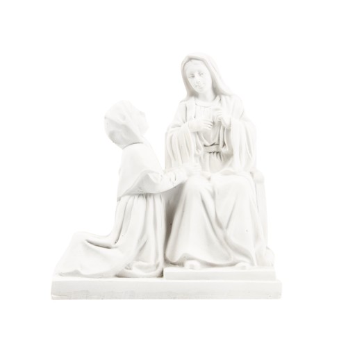 Statue de sainte Catherine Labouré avec l’apparition, en résine peinte à la main – H. 12 cm