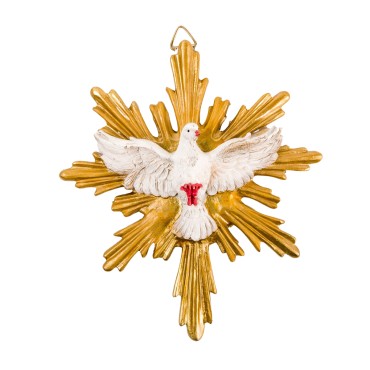 Cadre en résine à suspendre de l’Esprit Saint, peint à la main – H. 15 cm
