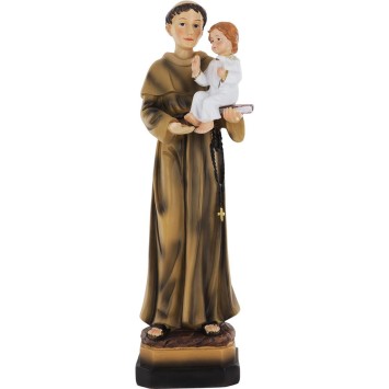 Statue en résine peinte à la main de saint Antoine de Padoue - H. 30 cm.