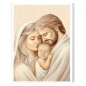 Cadre avec nativite effet brillant et relief sur bois laque blanc H. 9 x 12 cm.
