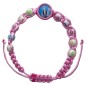 Bracelet dizainier pour enfant sur corde bleue ou rose, grains de Ø 5 mm avec croix + résine de la V. Miraculeuse