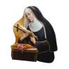 Magnet ou support a poser en bois image collée forme silhouette H. 7 cm, plusieurs saints.