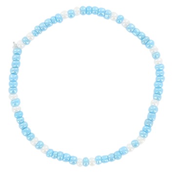 Bracelet sur élastique pour enfant, grains verre couleurs assorties Ø 2 mm avec croix métal - LOT DE 5 ASSORTIS