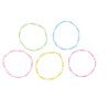 Bracelet sur élastique pour enfant, grains verre couleurs assorties Ø 2 mm avec croix métal - LOT DE 5 ASSORTIS