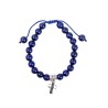 Bracelet sur corde reglable en pierre naturelle ou synthetique Ø 8 mm avec croix metal.
