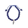 Bracelet sur corde reglable en pierre naturelle ou synthetique Ø 8 mm avec croix metal.