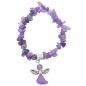 Bracelet sur élastique pour enfant, grains en pierres assorties avec ange LOT DE 5 ASSORTIS