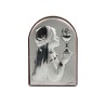 Support en bois a poser H. 7 x 4 cm sujet plaque laminee argentee de la communion, 2 modeles.