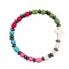 Bracelet sur élastique grains pierre peinte et hématite, Ø 7 mm avec croix.