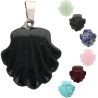 Pendentif coquille Saint Jacques de Compostelle en pierre naturelle ou synthétique Ø 2 cm. LOT DE 10 ASSORTIS