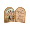 Diptyque en bois doré à chaud – 6 x 9 cm, image de saint avec prière, plusieurs saints.