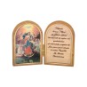Diptyque en bois doré à chaud – 6 x 9 cm, image de saint avec prière, plusieurs saints.