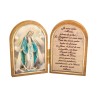 Diptyque en bois doré à chaud – 6 x 9 cm, image de saint avec prière, plusieurs saints.