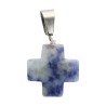 Croix de cou carree bombee en pierre naturelle ou synthetique, hauteur 1,60 cm Plusieurs modeles.