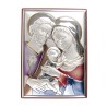 Support en bois à poser ou suspendre H. 11 x 8 cm, décor en plaque laminée argentée et colorée.