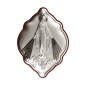 Support octogonal à suspendre ou poser, H 9 × 7 cm, plaque laminée argentée Vierge Miraculeuse