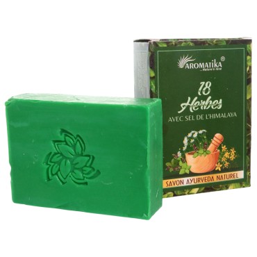 Savon Ayurvéda Aromatika 125 g, naturel, aux 18 herbes.