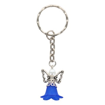 Porte-clés pendentif ange en acrylique, couleurs assorties, hauteur 7 cm LOT DE 5 ASS