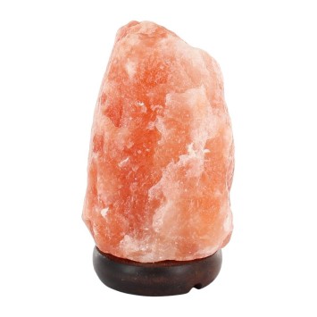 Lampe de sel de l Himalaya sur socle en bois avec cordon et ampoule livrée en boite individuelle 1,5 - 2 kg.