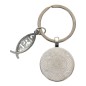 Porte-clés du christ en verre avec pendentif de l Ichtus- hauteur 6 cm-