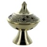 Brûle-encens en laiton ciselé, H 9 cm, Ø 7 cm. Livré en boîte individuelle.