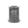 Brûle-encens photophore en stéatite ajourée Arbre de Vie, avec grille et bougie, H 10 cm, Ø 9 cm. Livré en boîte.