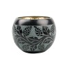 Brûle-encens arrondi en stéatite décoré avec grille, H 7,5 cm, Ø 8 cm. Livré en boîte individuelle.
